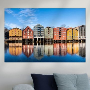 Colored houses at the river Nidelva in Trondheim