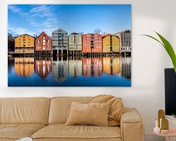 Colored houses at the river Nidelva in Trondheim