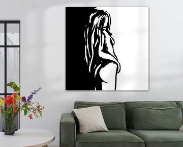 Zwart Wit kunstwerk vrouwelijk naakt van Emiel de Lange
