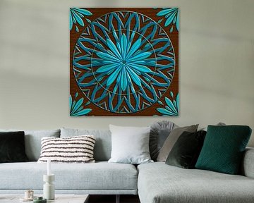 Étoile en forme de cercle, turquoise sur brun