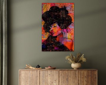 Modèle féminin africain avec une coiffure afro - Editorial Glammer Fashion Edition sur The Art Kroep