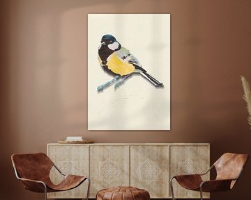 Mees met schaduw vogel illustratie