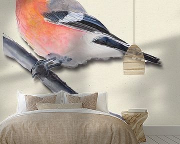 Goudvink met schaduw vogel illustratie van Angela Peters