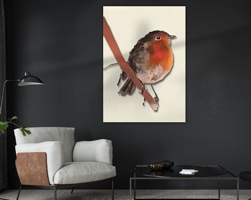 Roodborstje met schaduw vogel illustratie