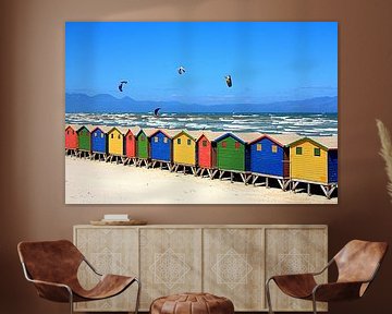 Colourful bathhouses and surver's paradise in Muizenberg near Cape Town by Thomas Zacharias