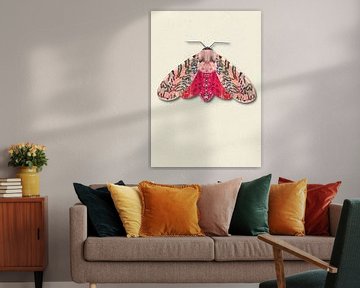Rood roze mot met schaduw insecten illustratie