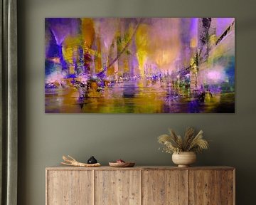 Pulsating life on the river - gold and purple by Annette Schmucker