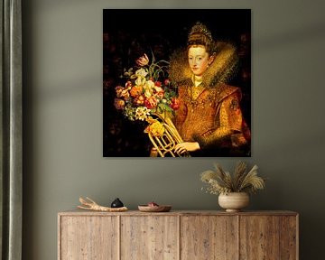 The Princess and her Trumpet Filled With Flowers van Helga Blanke