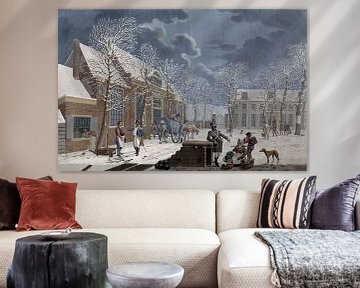 Willem Hendrik Hoogkamer, Sneeuwlandschap met soldaten in gesprek met burgers tijdens het beleg van  van Atelier Liesjes