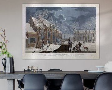 Willem Hendrik Hoogkamer, Sneeuwlandschap met soldaten in gesprek met burgers tijdens het beleg van  van Atelier Liesjes