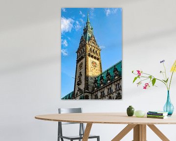 Uhrturm und Dach Rathaus Hamburg von Dieter Walther
