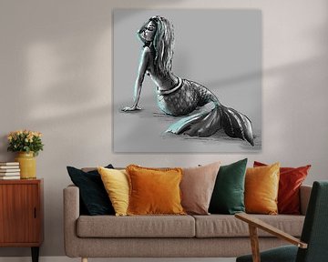 Meerjungfrau in Grautönen von Emiel de Lange