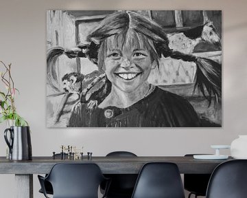 Pippi Longstocking, portrait II, noir et blanc sur Liesbeth Serlie