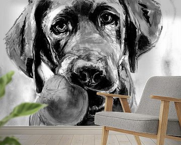 Schilderij van een Labrador Retriever hond van Liesbeth Serlie