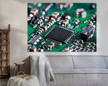 Circuit board with computer chip by ManfredFotos