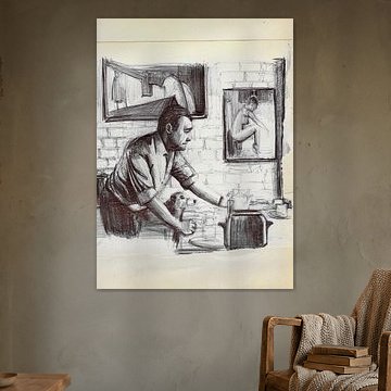 HOMME + CHIEN À LA MAISON