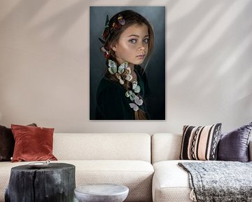 Butterfly girl in green