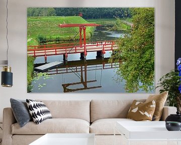 Wassergraben mit Zugbrücke in Bourtange, Groningen von Rini Kools