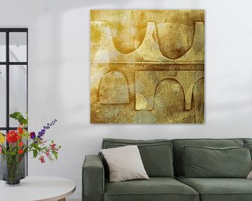 Golden Bridges. Modern abstract mixed media art. by Dina Dankers