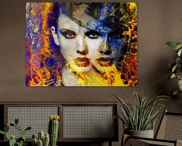 Taylor Swift Modern Abstract Portret Vuur van Art By Dominic
