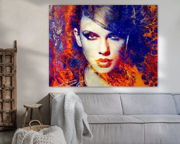 Taylor Swift Modern Abstrakt Porträt Feuer von Art By Dominic