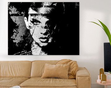 Taylor Swift Modern Abstract Portret Zwart Wit van Art By Dominic