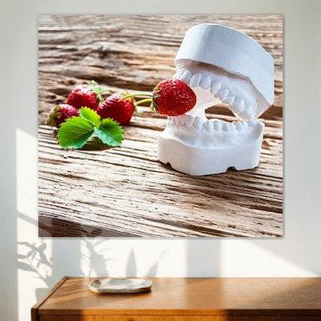 Bite with fresh strawberries for a healthy diet