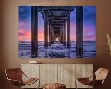 Zonsondergang aan zee in Californië van Voss Fine Art Fotografie