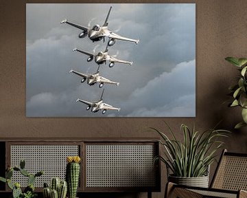 Formatie van de Thunder Tigers bestaande uit 4 General Dynamics F-16 Fighting Falcons. van Jaap van den Berg