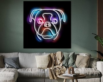 pug dog neon art by izmo scribbles
