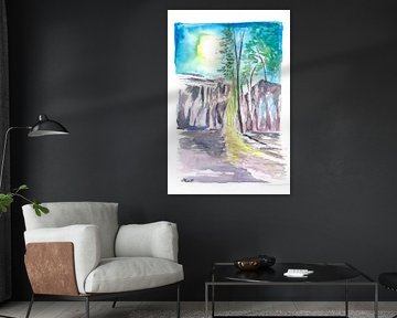 Ozark Wandern Aquarell Trail-Szene