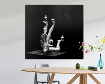 Human candlestick in black and white by Greta Lipman