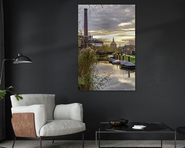 View of the gasworks and Marekerk Leiden by Dirk van Egmond