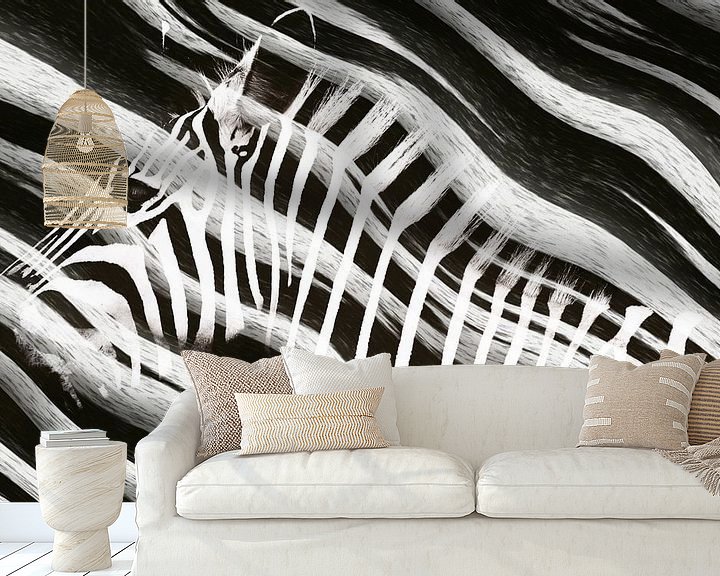 Sfeerimpressie behang: Zebra in Abstract van Arjen Roos
