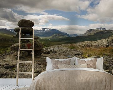Steenmannetje in Jotunheimen Nationaal Park, Noorwegen. van Sean Vos