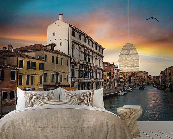 Sfeerimpressie behang: Venetie bij zonsondergang | reisfotografie Italie, Europa van Willie Kers