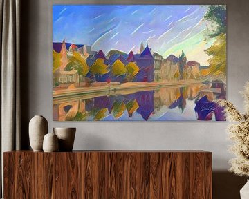 Abstract Painting Haarlem along the Spaarne by Slimme Kunst.nl