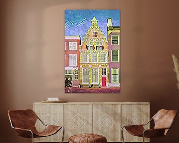 Pop-Art-Gemälde Haarlemer Grachtenhaus von Slimme Kunst.nl