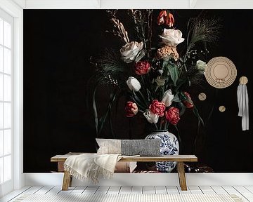 Stilleben mit Feldblumenstrauß | Niederländische Meister trifft Van Gogh | Niederländische Fotografi von Willie Kers