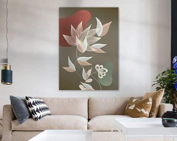 White Line art - Lotus flower van Gisela - Art for you