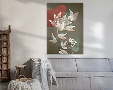 White Line art - Lotus flower van Gisela- Art for You