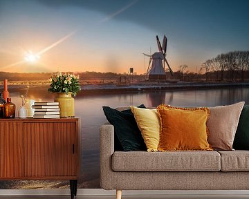 Zonsopkomst bij de Witte molen Groningen