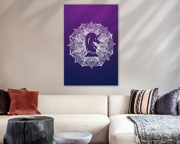 Mandala violet Licorne Cavalier sur Sebastian Grafmann