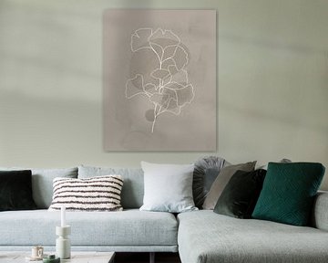 Illustration minimaliste de feuilles de Ginkgo sur Tanja Udelhofen