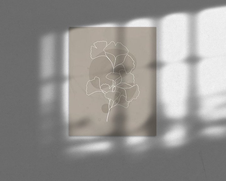 Impression: Illustration minimaliste de feuilles de Ginkgo sur Tanja Udelhofen