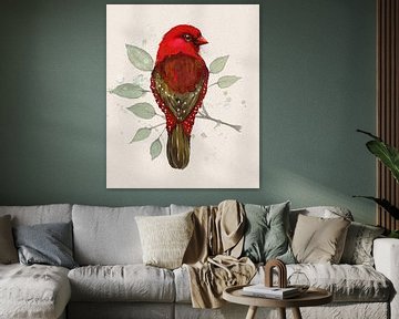 Red avadavat watercolor