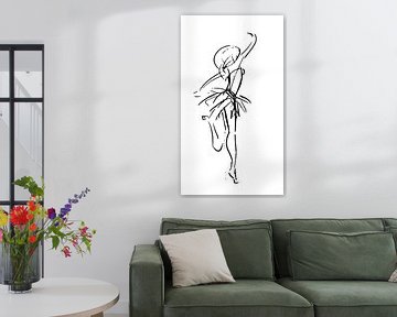 Illustration au stylo à encre d'une danseuse de ballet sur Emiel de Lange