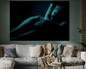 Artistic Nude of a Woman in Split Tone Blue by Art By Dominic