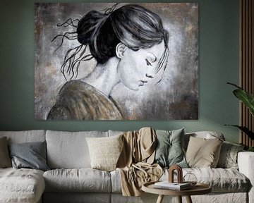 Portret Van Vrouw Schilderij "Within me" van Schilderij op Maat XL