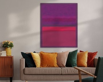 Abstract schilderij met rood en paars - kleurvlakken van Rietje Bulthuis
